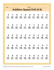 Addition Speed Drill 0-9 | Math Worksheets