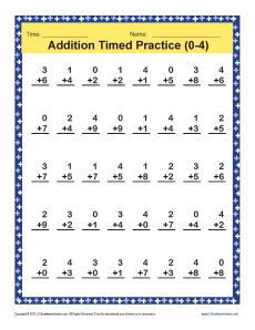 Addition Timed 0-4 | Math Worksheets