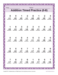 Addition Timed 0-8 | Math Worksheets
