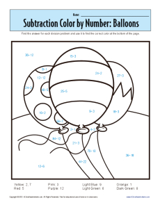 Multiplication Coloring Sheets on Color By Number  Balloons   Printable Division Worksheets