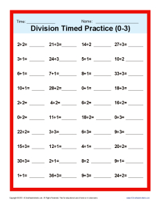 Division Timed Drill 0-3 | Printable Math Worksheets