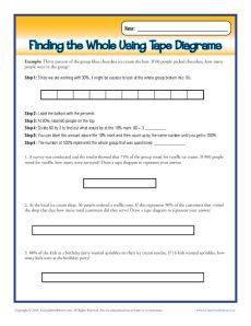 Finding the the Whole Using Tape Diagrams | 6th Grade Ratio Worksheets