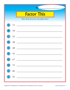 Factor This | 4th Grade Math Worksheets
