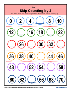 Math Skip Counting by 2 Practice Worksheet
