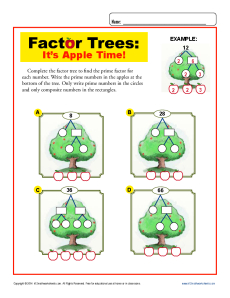Factor Tree Worksheet Problems
